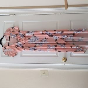 Floral asymmetric lined midi dress